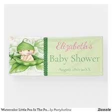 Watercolor Little Pea In The Pod Girl Baby Shower Banner Baby Shower Banner Shower Banners Custom Baby Shower