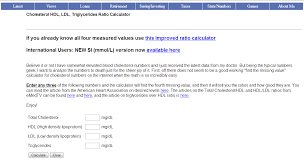 The Cholesterol Hdl Ldl Triglycerides Ratio Calculator