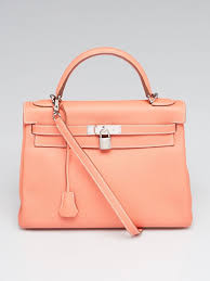 Hermes 32cm Crevette Clemence Leather Palladium Plated Kelly Retourne Bag Kelly Bag Leather Bags