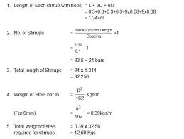 bar bending schedule for neck column estimation of steel