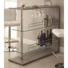 Coaster Contemporary Weathered Grey Bar Table 100156 Home Wine Bar Bar Furniture Contemporary Bar Table