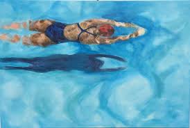 The Lap Swimmer Blue By Temoana Paintings For Sale Bluethumb Online Art Gallery Pool Art Pool Drawing Swimming Pool Art
