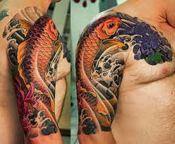 Japanese Koi Sleeve By George Bardadim Bardadim Tattoo Nyc Japanese Tattoo Tattoo Japanese Style Koi Dragon Tattoo