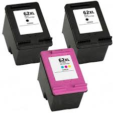 Replacement Hp 62xl Combo Pack 3 Ink Cartridges 2x Black 1x Color High Yield