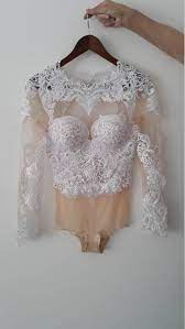 Wedding Top Bridal Long Sleeves Backless Bodysuit Luxury Beaded Bridal Bodysuit Wedding Dress Image Vestido De Noiva Vestido De Noiva Simples Blusas Femininas
