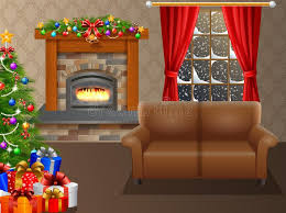 Check spelling or type a new query. Christmas Interior Santa Claus Winter Holiday Decorated Living Room With Fireplace And Xmas Tree Cartoon Vector Stock Vector Illustration Of Indoor Furniture 128747587