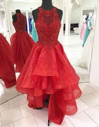 Burgundy Sleeveless High Low Prom Dresses Lace Graduation Dresses Red Prom Dress High Low Prom Dresses Strapless Homecoming Dresses