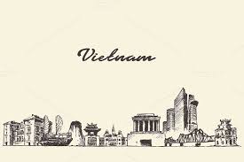 Vietnam Skyline Illustrations Hinh Xăm Việt Nam Vintage