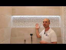 How To Install Led Lights In Shower Niche Actual Job Youtube Shower Niche Bathroom Remodel Shower Led Lights