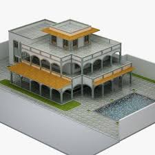 Villa 005 3d Model Max C4d Obj 3ds Fbx Lwo Stl 3dexport Com By Semsa Villa House Styles Model