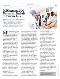 Aspiring to study in malaysia? Msu Msu Antara 200 Universiti Terbaik Di Rantau Asia