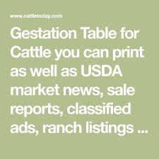 Gestation Table For Cattle You Can Print As Well As Usda Market News Sale Reports Classified Ads Ranch Listings And News For Live Cattle Usda Classified Ads
