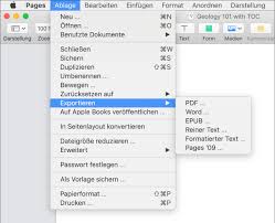 Pages Fur Mac Exportieren Eines Pages Dokuments Als Pdf Datei Oder In Ein Anderes Dateiformat
