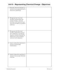 In this worksheet, we will practice describing and explaining the effect temperature and concentration have on the rate of chemical reactions. Unit 6 Representing Chemical Change Objectives Pages 1 19 Flip Pdf Download Fliphtml5