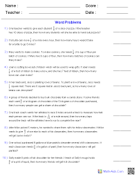In some multiplicative comparison word problems, you are given the number of items in one set, and you are given the multiplier in order to answer the question you are being asked, you need to use the inverse operation of multiplication: Word Problems Worksheets Dynamically Created Word Problems