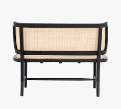 Retro rattan back bar stools generally display classic chrome legs and built in footrest. Ollie Rattan Bench Pottery Barn