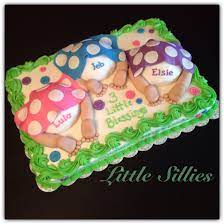 Choose the same cake flavor or mix it up so guests can try a variety of flavors. A Baby Bottom Baby Shower Cake For Triplets Triplet Baby Shower Baby Shower Cakes Girl Baby Shower Funny