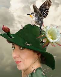 Les comparto la imagen completa de "Carpintero de los cardones". Obra de  fotografía mamipulada de manera artesanal en medios digitales. Fue  realizada para la muestra "Cien aves de San Luis" en honor