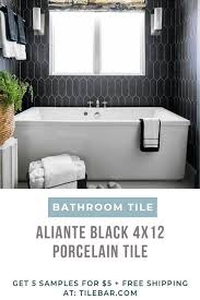 Aliante Black 4x12 Porcelain Tile In Matte Finish Black Hexagon Tile Hexagon Tile Bathroom Porcelain Tile