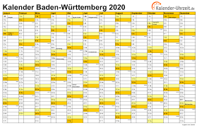Der verwaltungsgerichtshof mannheim hat die nächtliche ausgangssperre aufgehoben. Kalender 2020 Pdf Baden Wurttemberg Calendario 2019