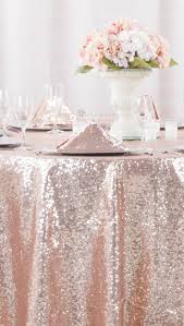 These table cloths are affordable too! Glitz Sequins 108 Round Tablecloth Blush Rose Gold Rose Gold Wedding Decor Gold Wedding Decorations Wedding Rose Gold Theme