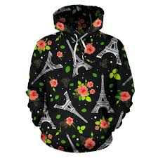 Men (view collections) ‐ hoodies | floral. Eiffel Tower Floral Print Pattern Men Women Pullover Hoodie Grizzshop