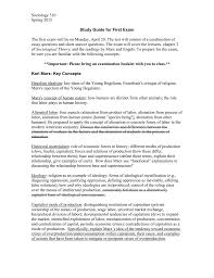Sociology 310 Spring 2015 Study Guide For First Exam