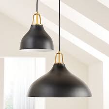 Black And Brass Kitchen Pendant Light Maddox Black Bell Pendant With Brass Socket Crate And Barrel Black Pendant Light White Light Fixture Kitchen Pendant Lighting