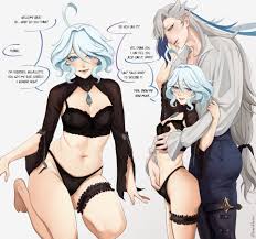 furina and neuvillette (genshin impact) drawn by bonbon_(bonesofbeskar) |  Danbooru