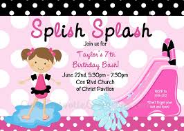 Splish Splash Waterslide Pool Party Invitations Printable Or Printed