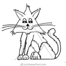 How To Draw A Cat From Triangles Completed Pencil Outline Let S Draw That In 2020 Drawings Step By Step Drawing Cats