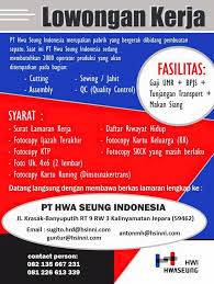 Informasi yang anda cari adalah gaji staff pt hwi jepara terupdate dan terlengkap bulan maret 2022 dari sumber yang terpercaya. Pt Hwaseung Adidas Indonesia é¦–é¡µ Facebook