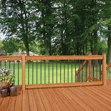 Peak railblazers aluminum railing system is designed with an emphasis on style, durability and quality. Deckorail Western Red Cedar 8 Ft Railing Kit With Black Aluminum Balusters 364198 The Home Depot Deck Railing Kits Southern Yellow Pine Deck Railings