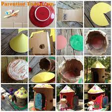 Cardboard Fairy House Diy Cardboard Art Project For Children Fairy House Doll Hou Fairy House Diy Kids Cardboard Art Projects Preschool Art Activities