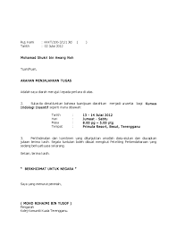 Sertakan satu atau dua contoh nyata dan relevan untuk menunjukkan bahwa kamu. Surat Arahan Tugas Rasmi Surat Rasmi M