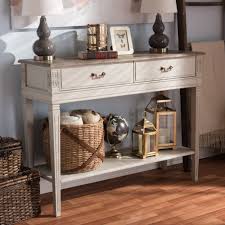 Baxton Studio Hermione French Provincial Style Weathered Oak And White Wash Distressed Finish Wood White Console Table Wood Console Table Console Table Styling