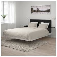 Letto a scomparsa matrimoniale con elemento libreria per materasso 160x195 comodo alto fino a 20 cm con. Delaktig Struttura Letto Testiera 2 Tavolini Alluminio Nero Ikea It Giroletto Idee Ikea Ikea