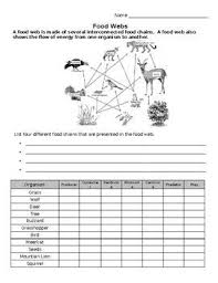 Practice Worksheet That Allows Students To Make Connections From Food Chains To Food Webs This Also Allows Students To R Food Web Biology Worksheet Food Chain