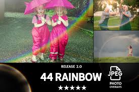 Download 44 Rainbow Photo Overlays In Actions Presets On Yellow Images Creative Store PSD Mockup Templates
