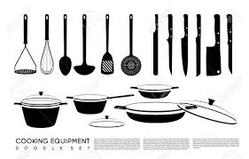 I love almost everything about cooking—the fresh ingredients; Doodle Kitchen Equipment Set With Cooking Tools Knives Saucepan Royalty Free Cliparts Vectors And Stock Illustration Image 78912697