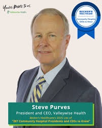 We're proud to announce that Steve Purves, Valleywise Health President and  CEO, has been named to the 2025 List of "207 Community Hospital Presidents  and CEOs to Know" by Becker's Healthcare. 🎉