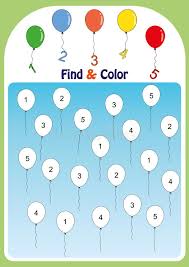 find and color numbers 1 5 math worksheet for kids stock illustration illustration of education counting 127223374