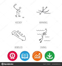 Ice Hockey Diving And Kayaking Icons Stock Vector