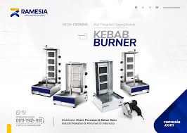 Mesin pemanggang daging kebab ini dilengkapi dengan motor elektrik yang dapat memutar tiang daging kebab dengan otomatis. Mesin Kebab Pemanggang Burner Kebab Terbaik Brand No 1