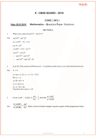 Cbse Class 10 Maths Question Paper 2018 With Solutions Free Pdf