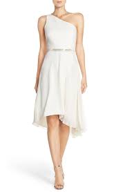 Halston Heritage One Shoulder Crepe Asymmetrical Dress Available At Nordstrom Dresses Metallic Cocktail Dresses White Flare Dress