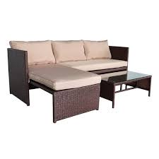 Get inspired with our curated ideas for products and find the perfect item for every room in your home. Dropship Oshion 3 Pieces Wood Grain Pe Wicker Rattan Ottoman With Tempered Glass Table Patio Sofa Set Loveseat Corner Chaise Longue Coffee Table Brown At Wholesale Prices And Fast Delivery