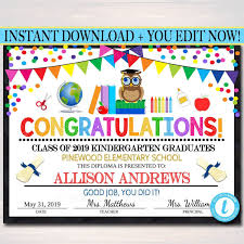 Register for our free trial offer and obtain absolutely savings graduating unit cards today! Editable Graduation Certificate Any Grade Printable Diploma Etsy In 2021 Kindergarten Graduation Certificate Preschool Graduation Graduation Certificate Template