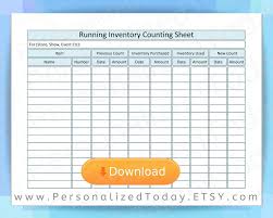 Business Running Inventory Counting Form Printable Pdf Instant Etsy General Ledger Printing Business Inventory