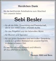 Traueranzeigen von Sebi Besler